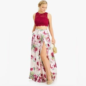 Floral Maxi Skirt with Lace Top
